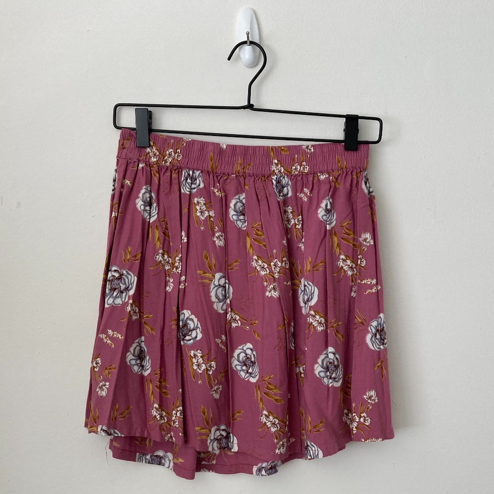 Twik Pink Short Skirt With Floral Design